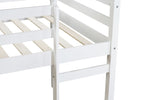 ZUN Solid Wooden, Rubber Wooden Twin Loft Bed with Ladder, Bed Platform of Strengthened Slats , White W504P190951