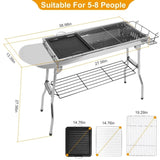 16.7x10x17.7in Portable Charcoal Grill Foldable BBQ Suitcase Grill Shelf For Outdoor Camping Picnics 96506624