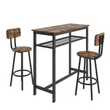 ZUN Bar table, equipped with 2 bar stools , with backrest and partition W57868883