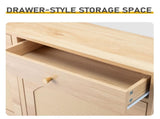 Rattan-front shoe cabinet with 2 drawers and 4 flip-down compartments, made of particleboard, 08184629