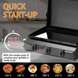 3-Burner Flat Top Gas Griddle Cooking Station with Ceramic Coated Cast Iron Pan, 30,000 BTU Propane 90923579