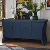 Refined Industrial 4-Door Credenza with Wooden Arc Legs & Bronze Clasps Advanced Storage Design, W1445P256460