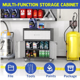 ZUN Sturdy and Durable Metal Tool Cabinet for Garage Wheels - Mobile Heavy-Duty Storage Cabinet T2398P222833