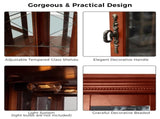 Corner Curio Cabinet with Lights, Adjustable Tempered Glass Shelves, Mirrored Back, Display 45202248