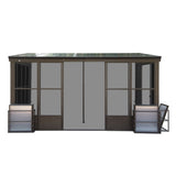 12x14FT All Season Sunroom, Outdoor Permanent Wall Mounted Solarium with Detachable Polycarbonate W1859P238681
