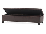 Upholstered PU Leather Storage Ottoman, Solid Wooden Legs N757P414088O