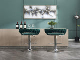 Set of 2 Bar Stools,with Chrome Footrest and Base Swivel Height Adjustable Mechanical Lifting Velvet 59075110