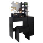 ZUN FCH Large Vanity Set with 10 LED Bulbs, Makeup Table with Cushioned Stool, 3 Storage Shelves 1 30731740