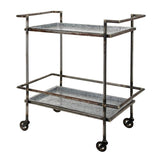 30.7x17.1x34.6" Percy Galvanized Metal Bar Cart in Gray & Black W2078P180403