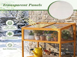 2-in-1 Fir Wood Elevated Greenhouse with Slatted Shelf, Adjustable Roof Cold Frame for Extending 09769934