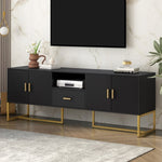 ZUN U-Can Modern TV Stand for TV up to 70 Inches,TV Cabinet with 1 Drawer, 2 Cabinets and Metal Legs, N724P198472B