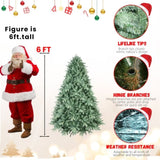 Artificial 6ft Blue green Tint Christmas Tree with 1878 PE/PVC Mixed Branch Tips, memory wireiron 68141571