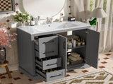 36" Modern Bathroom Vanity with Ceramic Sink, Soft-Close Door, Adjustable Shelf & 3 Drawers, Ample N729P280194E