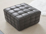 17.32''W Genuine Leather Tufted Ottoman,Footstool for Living Room & Bedroom,Grey Color W579P354656