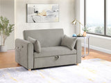 Marielle 55"W Gray Corduroy Convertible Sleeper Loveseat with USB Ports, Magazine Pockets, and B061P305697