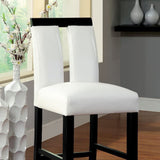 Set of 2 Chairs Black And White Leatherette Beautiful Padded Counter height Chairs Slit Back Design HS11CM3559PC-ID-AHD