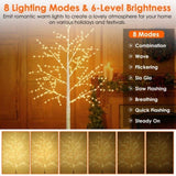 Lighted Birch Tree Artificial White Birch Twig Tree with 8 Warm White Lighting Modes for Wedding 43116815