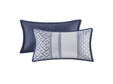 7 Piece Jacquard Comforter Set Navy Queen B03597208