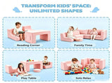 1 PC Kids Modular Sofa Set, 1 Table & 2 Chairs with 2 Round Cushions, Pink Corduroy Kids Sofa 37889125