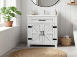 Washed white particleboard with melamine veneer, barn double door with U-shaped internal shelves, 20373264
