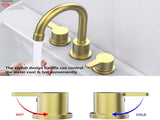Widespread Bathroom Sink Faucet Brushed Gold 2 Handle 8 inch 3 Hole 360&degSwivel Spout Vanity Sink 16438240