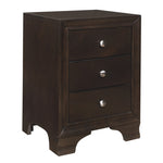 ZUN Brown Cherry Finish 3-Drawers Nightstand with 2 USB Ports Transitional Bedroom Furniture 1pc Bedside B011P172001