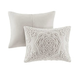 3-Piece Tufted Cotton Chenille Medallion Duvet Cover Set B03597332