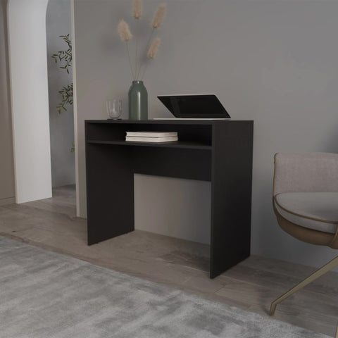 ZUN Black Desk with Storage B062P230648