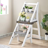 Solid Wood Foldable Ladderchair Dual Purpose Stepladders Step Display Stand Flower Stand W2537P214548
