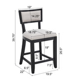 26.5" Counter Stools Set of 2, Upholstered Counter Height Bar Stools with Comfy Back, Solid Rubber 72643.00BGECHOC