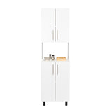 Linden 76,8" Tall Two Double Door Cabinet Kitchen Pantry with Hutch and Five Shelves, Microwave B070P264145