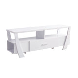 ZUN Contemporary TV Stand with Four Shelves and One Drawer - White B107131412