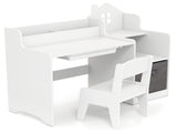 Kids Table and Chair Set with Storage Drawers House-Shaped Study Desk for Playroom Bedroom- White 77469189