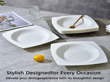 9.25 Inch Square Pasta Bowls Set of 6, 17oz White Porcelain Soup Plates, Microwave & Dishwasher Safe 15883057