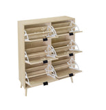 ZUN Rattan 6 Door Shoe Rack, Freestanding Modern Shoe Storage Cabinet, for Entryway W688P155657