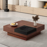 ITALIAN RETRO - INSPIRED ACACIA WOOD STORAGE COFFEE TABLE ,BROWN & BLACK COLOR N770P270584B