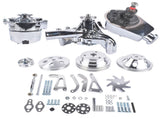 Front Pulley Bracket Kit with Alternator Power Steering Long Water Pump Fit for Chevy SBC 283 327 76516998