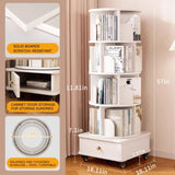 Rotating Bookshelf with Drawer, 360 Display 5 Tier Corner Bookshelf for Small Space, Floor Standing W2641P329210