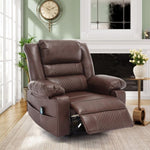 ZUN Breathable Leather Massage Recliner Chair Manual Living Room Reclining Sofa W1403P156677