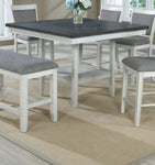 ZUN 1pc Contemporary Transitional Counter Height Dining Table with 20-Inch Lazy Susan Chalk Gray Finish B011P160138