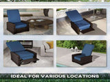 Outsunny Reclining Rattan 360&deg Swivel Chair Cushioned Recliner, Dark Blue W2225P485593
