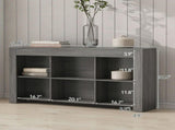 Rustic Wood Console Table with 6 Storage Cubes 64269160