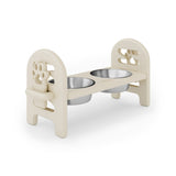 Beige Adjustable Pet Bowl Travel Ready HDPE Durable Poly Lumber Recycled B195P214985