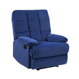 ZUN Reclining Chair Blue Velvet Upholstery Square Tufted Back Pillowtop Arms Solid Wood Furniture Modern B011P182493