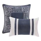 8 Piece Jacquard Comforter Set Navy Cal King B03596805