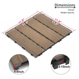 Patio Floor Tiles Pack of 22 WPC Wood-Plastic Composite Patio Deck Tiles DIY Interlocking Decking W206P201284