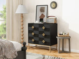 ZUN 3 Drawer Storage Cabinet,3 Drawer Modern Dresser,Chest of Drawers With Decorative Embossed Pattern W2232P164997