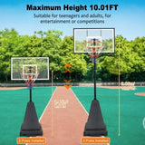 Portable Basketball Hoop for Youth Adults & Professional Match,Adjustable Height 8.04 ft to 10.01 W3297P297486