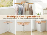 Foldable Bamboo Clothes Drying Rack with 40 Hanger Slots, Space Saving Laundry Drying Stand for 84813643