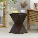 ZUN 14.25" Natural Wood Grain Finish Prismatic Symmetry Concrete Outdoor Side Table with Symmetric N767P192089W